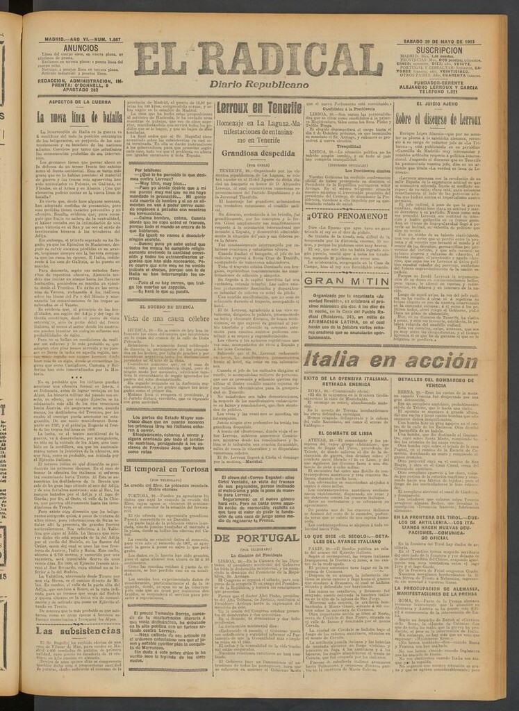 Miniatura de El Radical: diario republicano del 29 de mayo de 1915