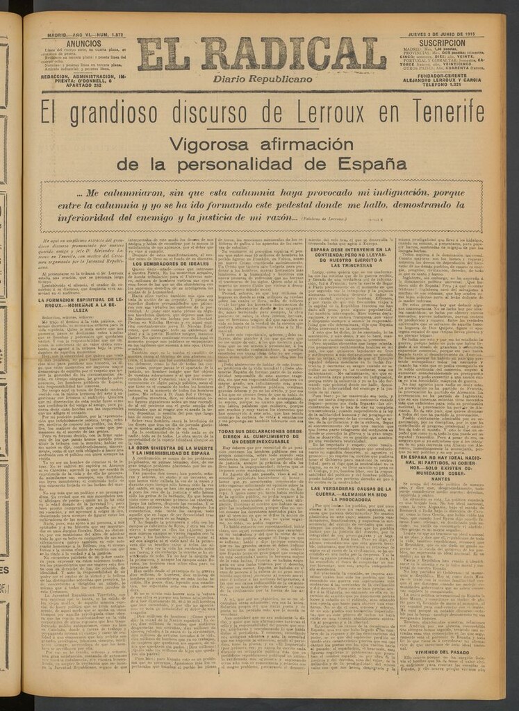 Miniatura de El Radical: diario republicano del 3 de junio de 1915
