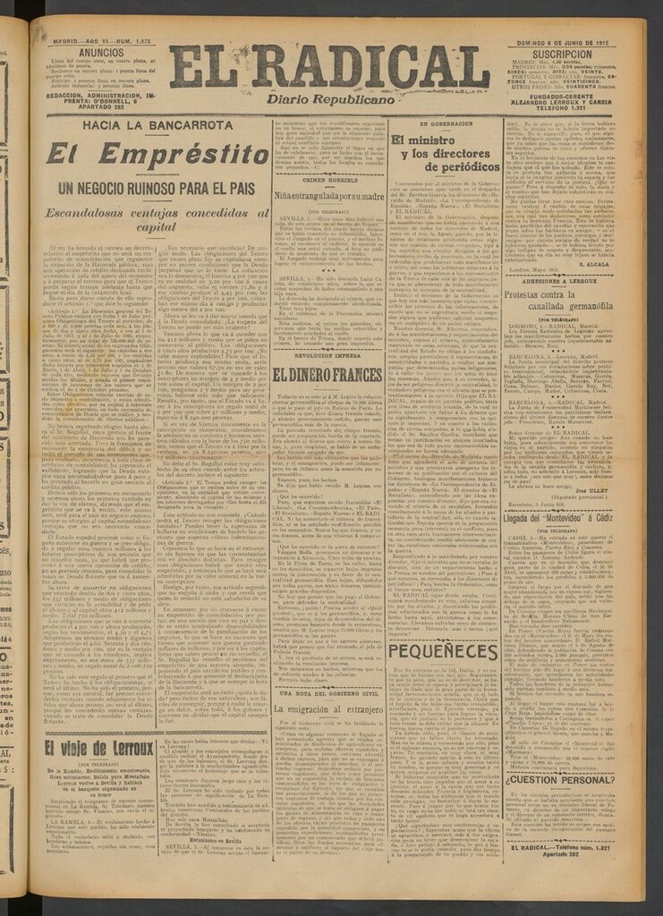 Miniatura de El Radical: diario republicano del 6 de junio de 1915