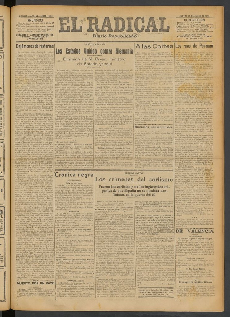 Miniatura de El Radical: diario republicano del 10 de junio de 1915