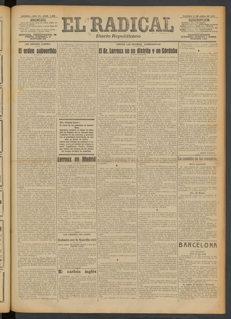 Miniatura de El Radical: diario republicano del 11 de junio de 1915