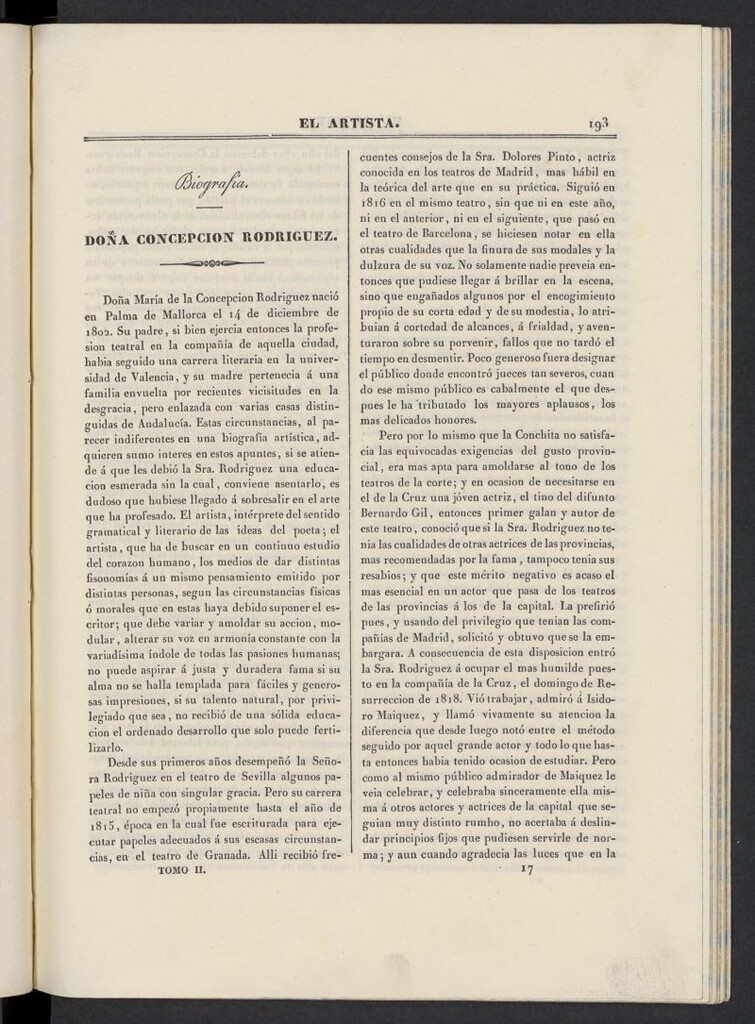 Miniatura de El artista: periódico semanal de artes, literatura, historia de 1835, tomo II, nº 17