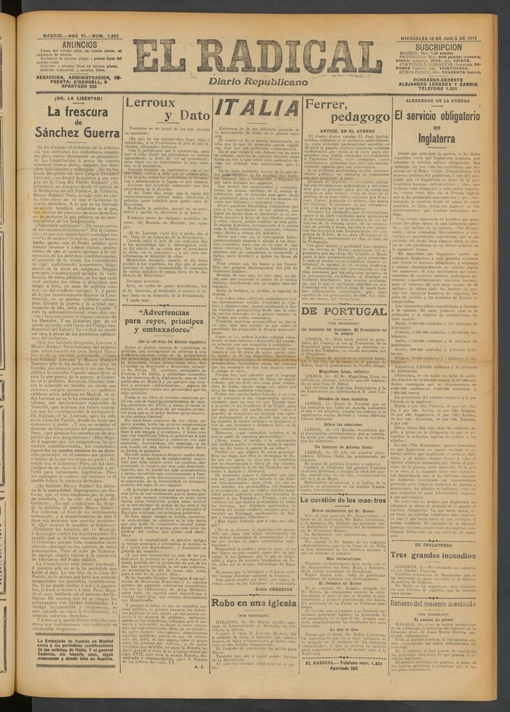 Miniatura de El Radical: diario republicano del 16 de junio de 1915