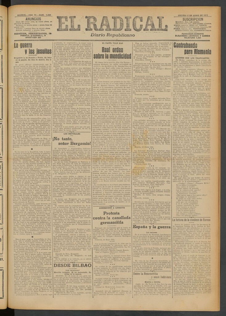 Miniatura de El Radical: diario republicano del 17 de junio de 1915
