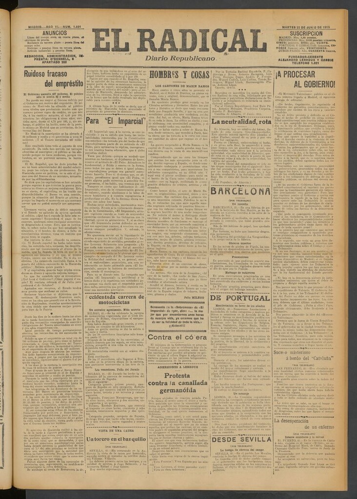 Miniatura de El Radical: diario republicano del 22 de junio de 1915