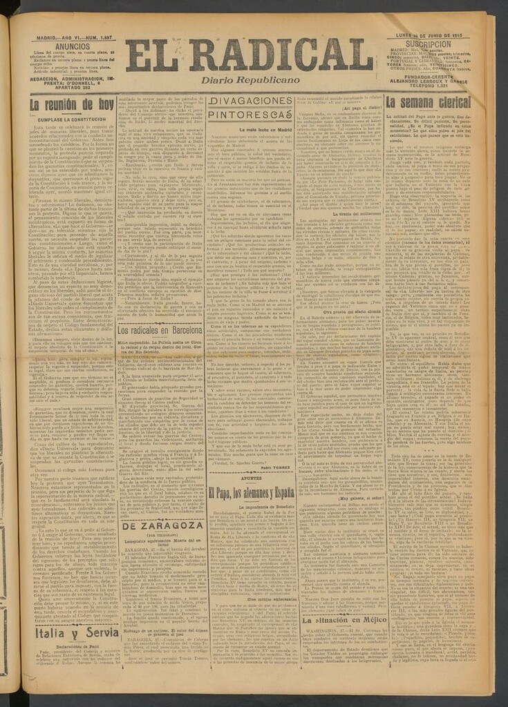 Miniatura de El Radical: diario republicano del 28 de junio de 1915