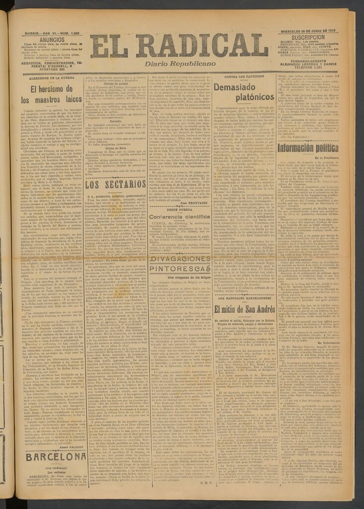 Miniatura de El Radical: diario republicano del 30 de junio de 1915