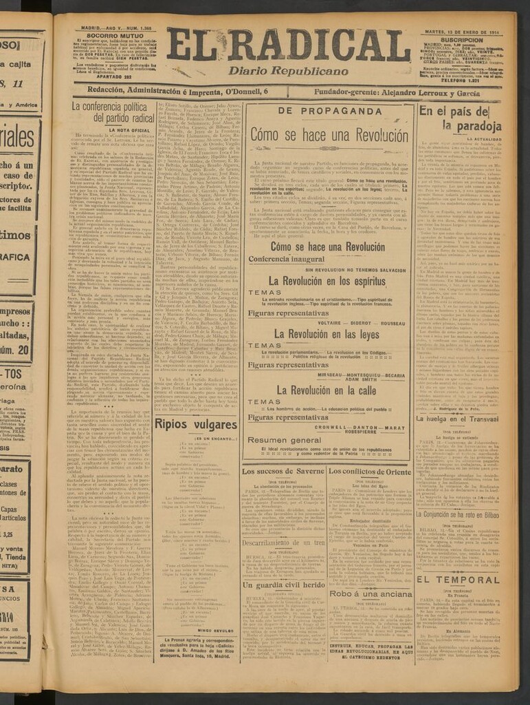 Miniatura de El Radical: diario republicano del 13 de enero de 1914