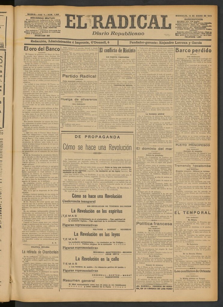 Miniatura de El Radical: diario republicano del 14 de enero de 1914