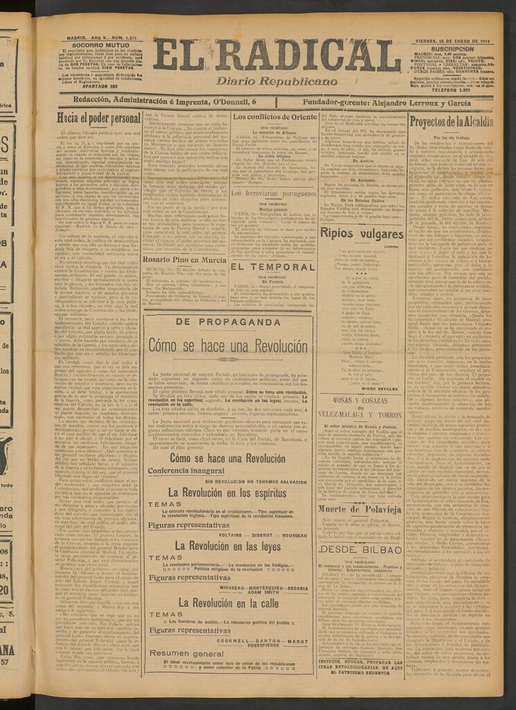 Miniatura de El Radical: diario republicano del 16 de enero de 1914