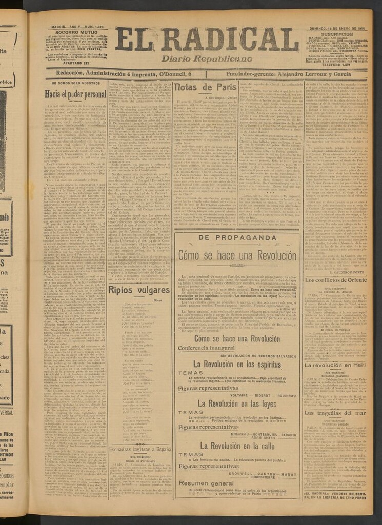 Miniatura de El Radical: diario republicano del 18 de enero de 1914