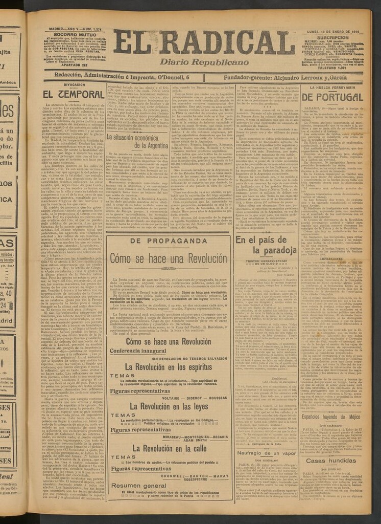 Miniatura de El Radical: diario republicano del 19 de enero de 1914