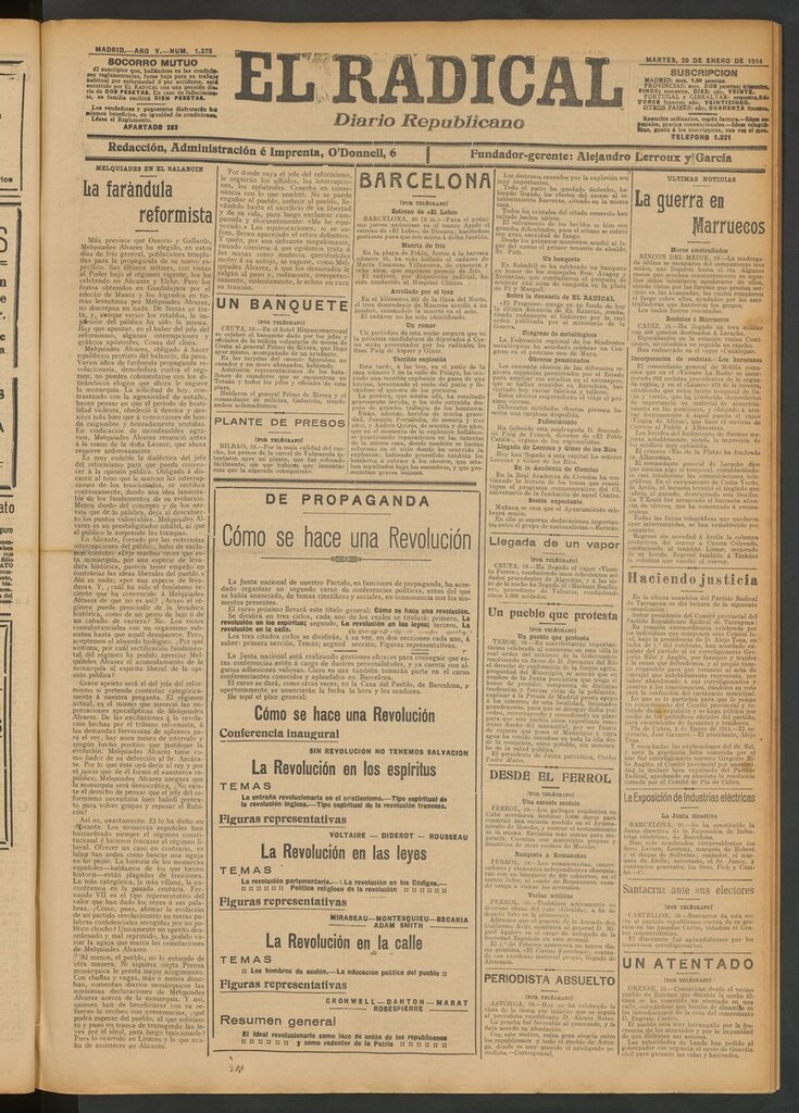 Miniatura de El Radical: diario republicano del 20 de enero de 1914