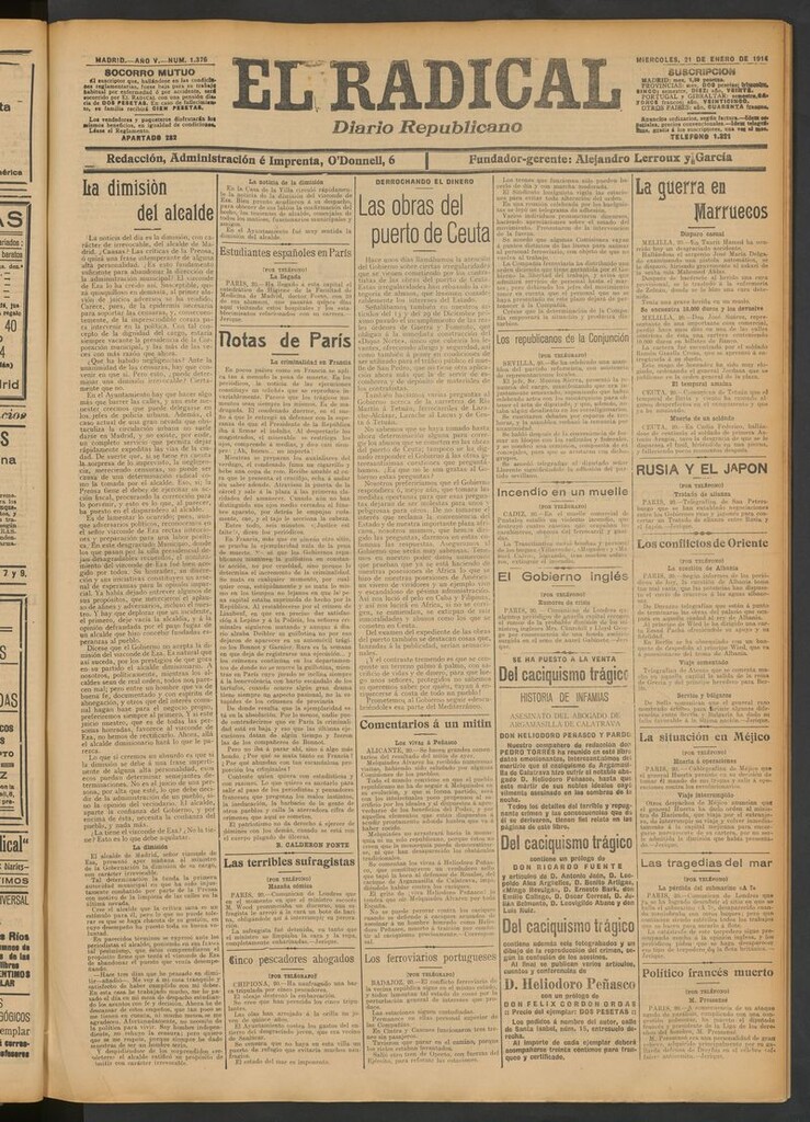 Miniatura de El Radical: diario republicano del 21 de enero de 1914