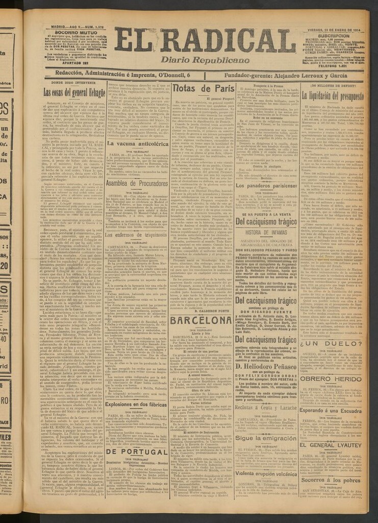 Miniatura de El Radical: diario republicano del 23 de enero de 1914