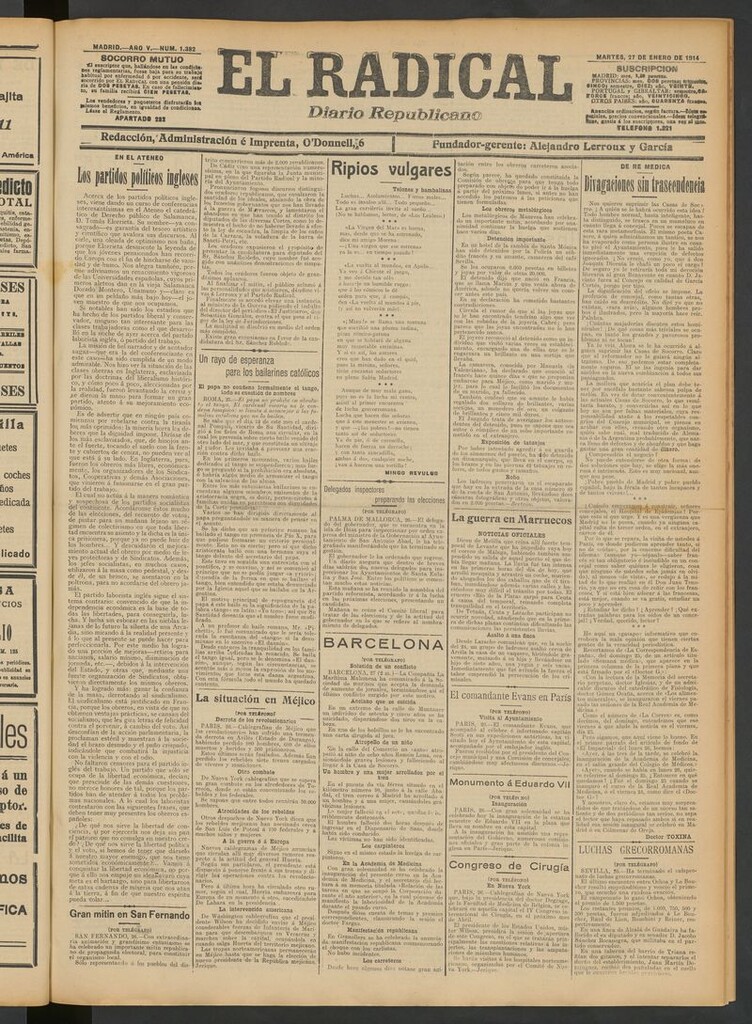 Miniatura de El Radical: diario republicano del 27 de enero de 1914