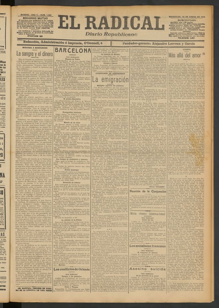 Miniatura de El Radical: diario republicano del 28 de enero de 1914
