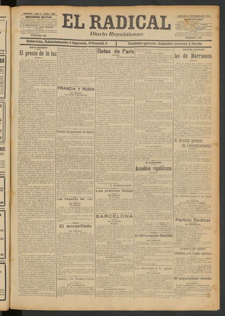 Miniatura de El Radical: diario republicano del 31 de enero de 1914