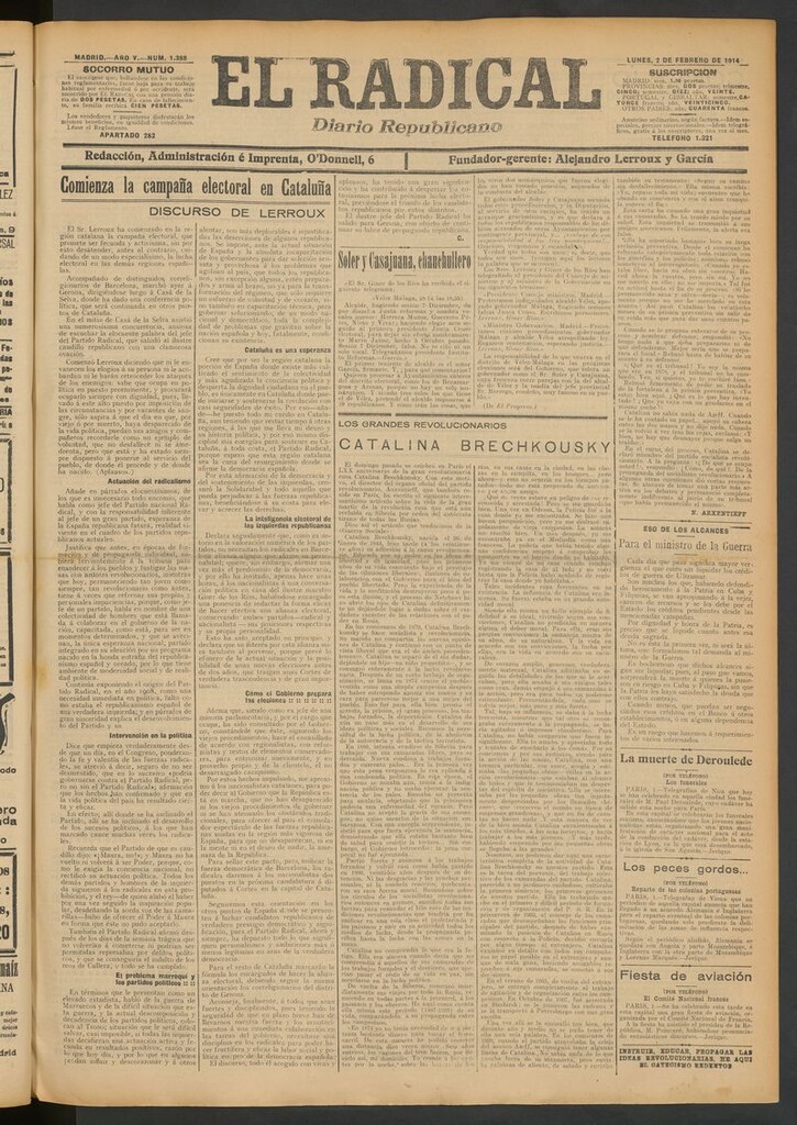 Miniatura de El Radical: diario republicano del 2 de febrero de 1914
