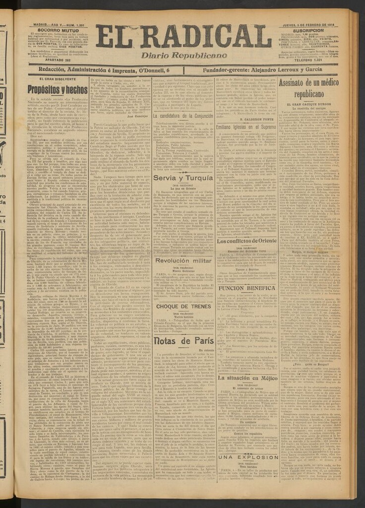 Miniatura de El Radical: diario republicano del 5 de febrero de 1914