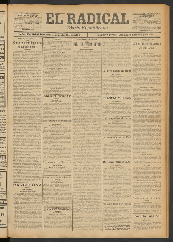 Miniatura de El Radical: diario republicano del 6 de febrero de 1914