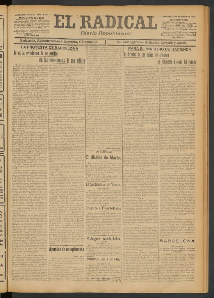 Miniatura de El Radical: diario republicano del 10 de febrero de 1914