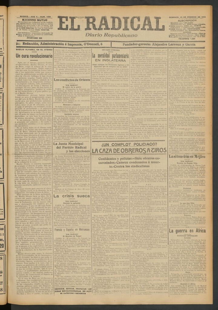 Miniatura de El Radical: diario republicano del 22 de febrero de 1914