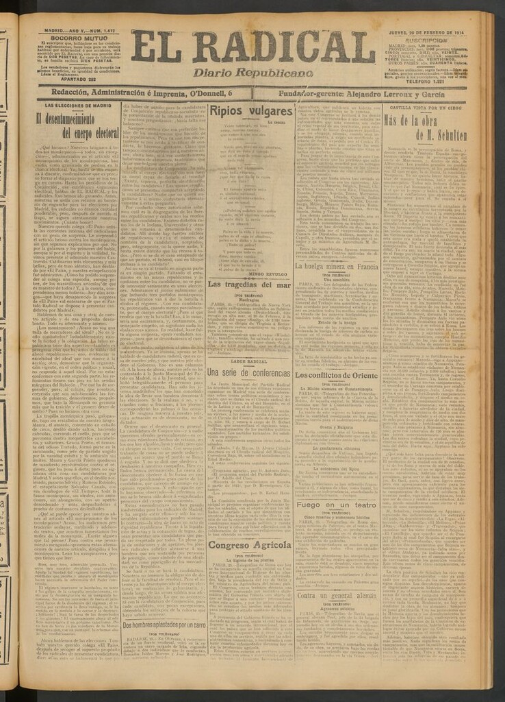 Miniatura de El Radical: diario republicano del 26 de febrero de 1914