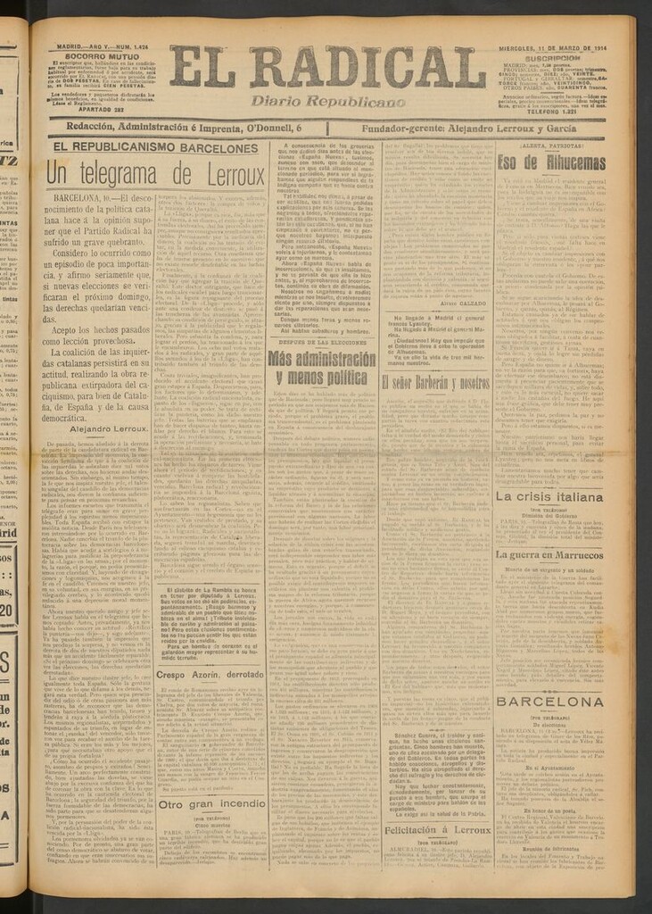 Miniatura de El Radical: diario republicano del 11 de marzo de 1914