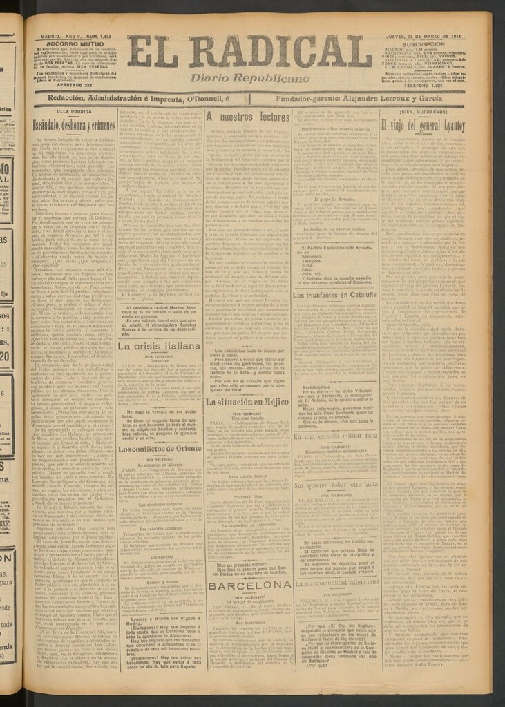 Miniatura de El Radical: diario republicano del 12 de marzo de 1914
