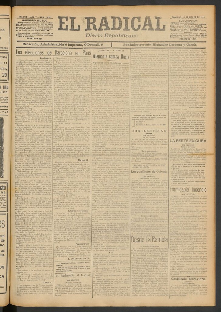 Miniatura de El Radical: diario republicano del 15 de marzo de 1914