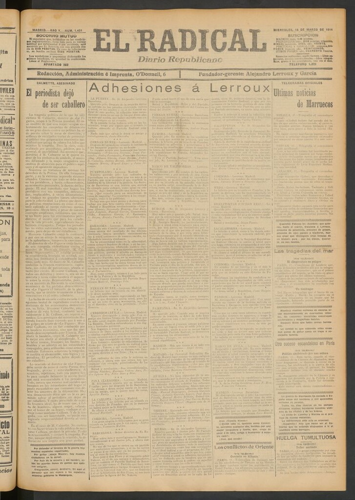 Miniatura de El Radical: diario republicano del 18 de marzo de 1914