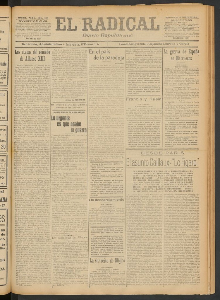 Miniatura de El Radical: diario republicano del 22 de marzo de 1914