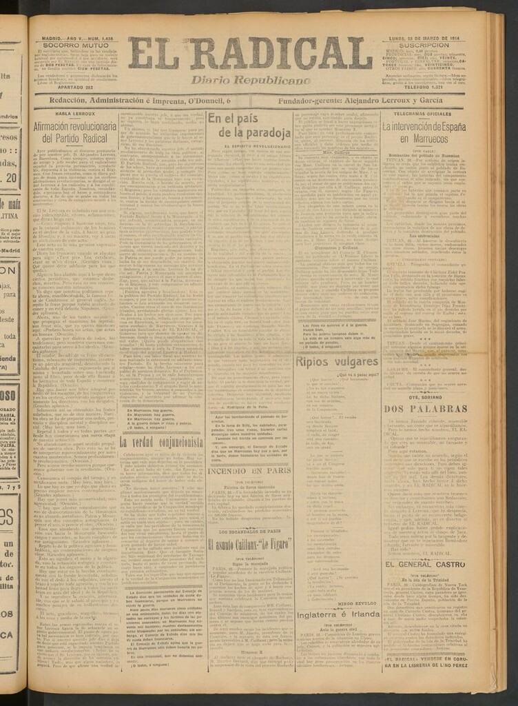 Miniatura de El Radical: diario republicano del 23 de marzo de 1914