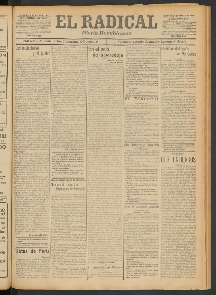 Miniatura de El Radical: diario republicano del 24 de marzo de 1914