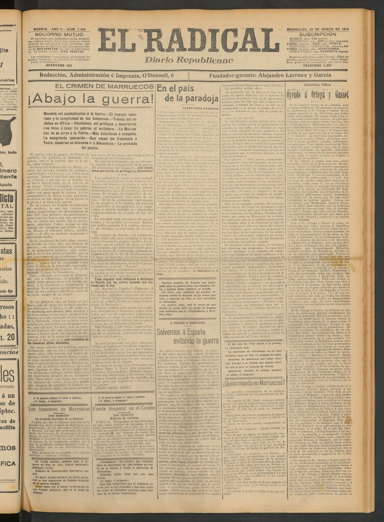 Miniatura de El Radical: diario republicano del 25 de marzo de 1914