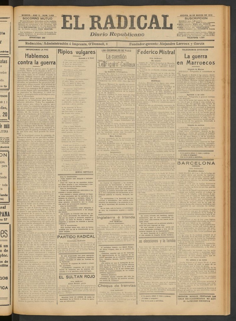 Miniatura de El Radical: diario republicano del 26 de marzo de 1914