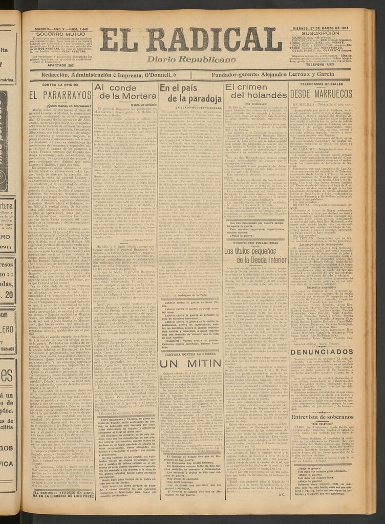 Miniatura de El Radical: diario republicano del 27 de marzo de 1914