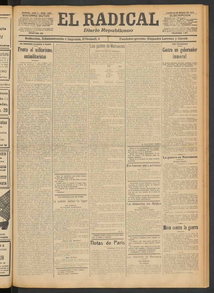 Miniatura de El Radical: diario republicano del 30 de marzo de 1914
