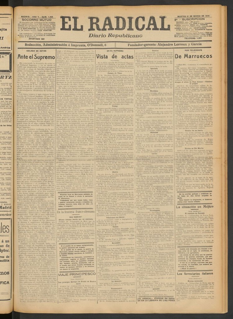 Miniatura de El Radical: diario republicano del 31 de marzo de 1914