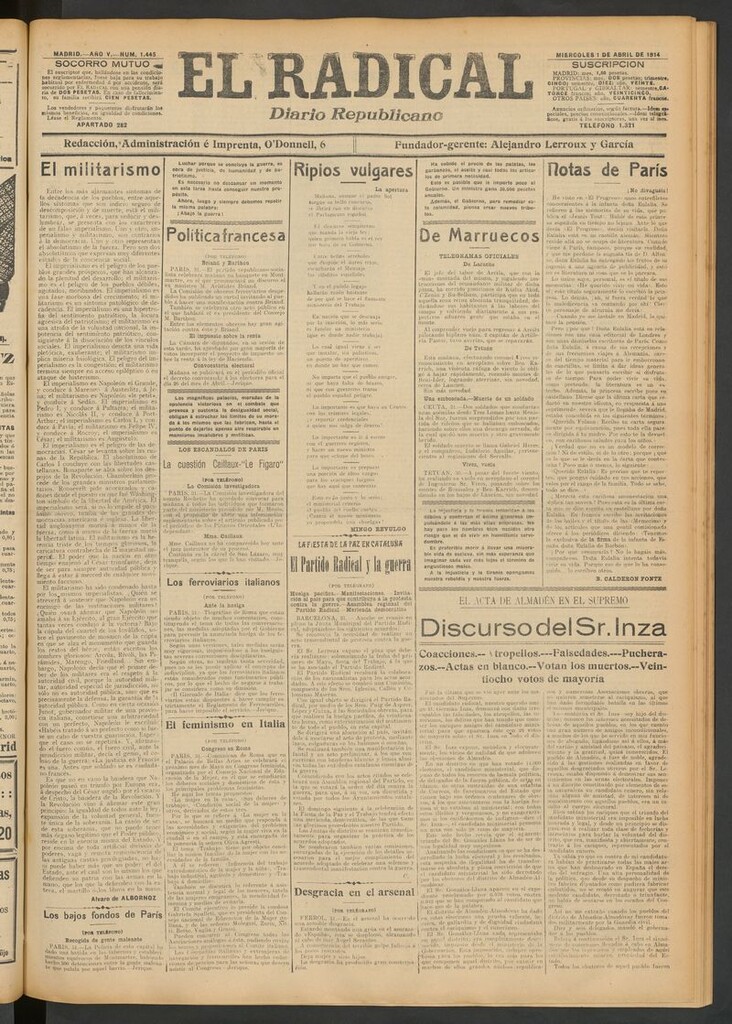 Miniatura de El Radical: diario republicano del 1 de abril de 1914