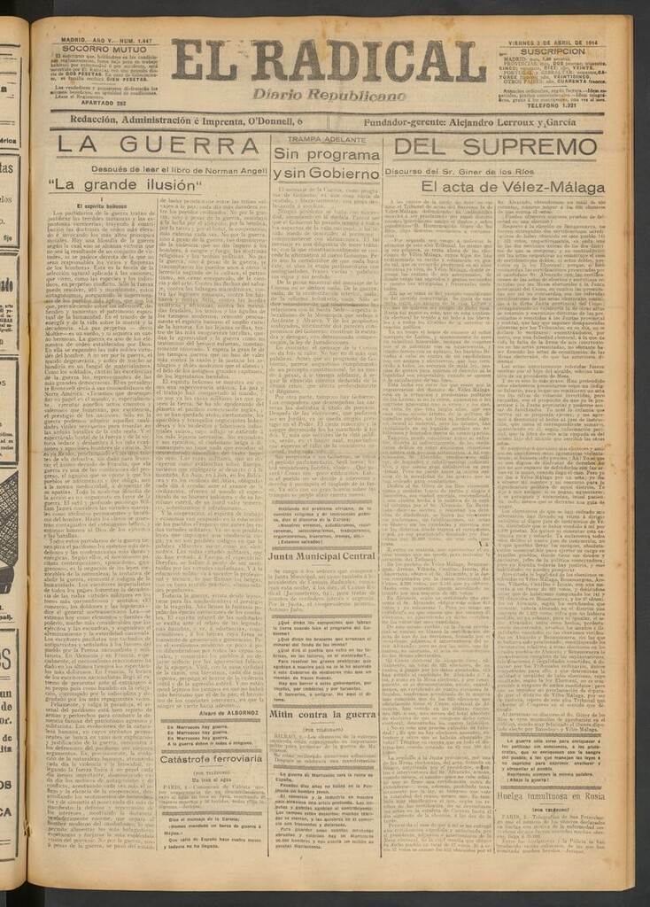 Miniatura de El Radical: diario republicano del 3 de abril de 1914