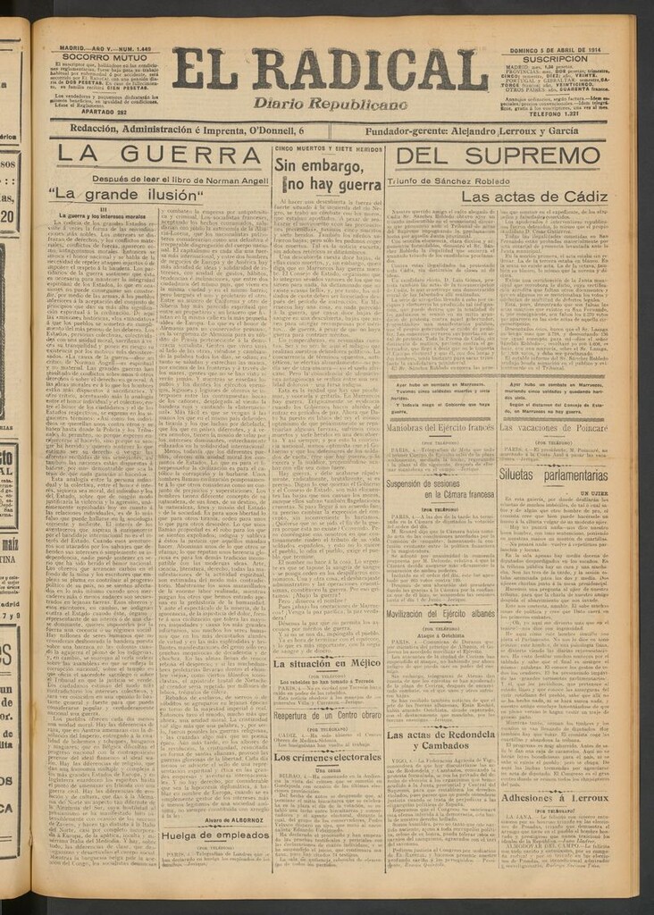 Miniatura de El Radical: diario republicano del 5 de abril de 1914