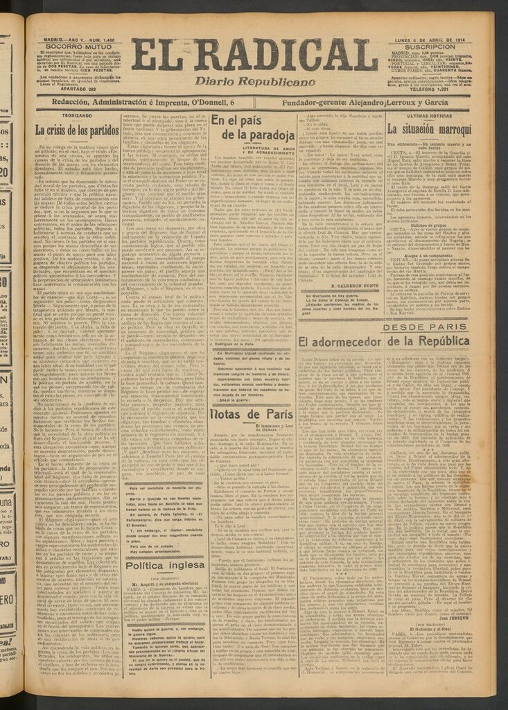 Miniatura de El Radical: diario republicano del 6 de abril de 1914