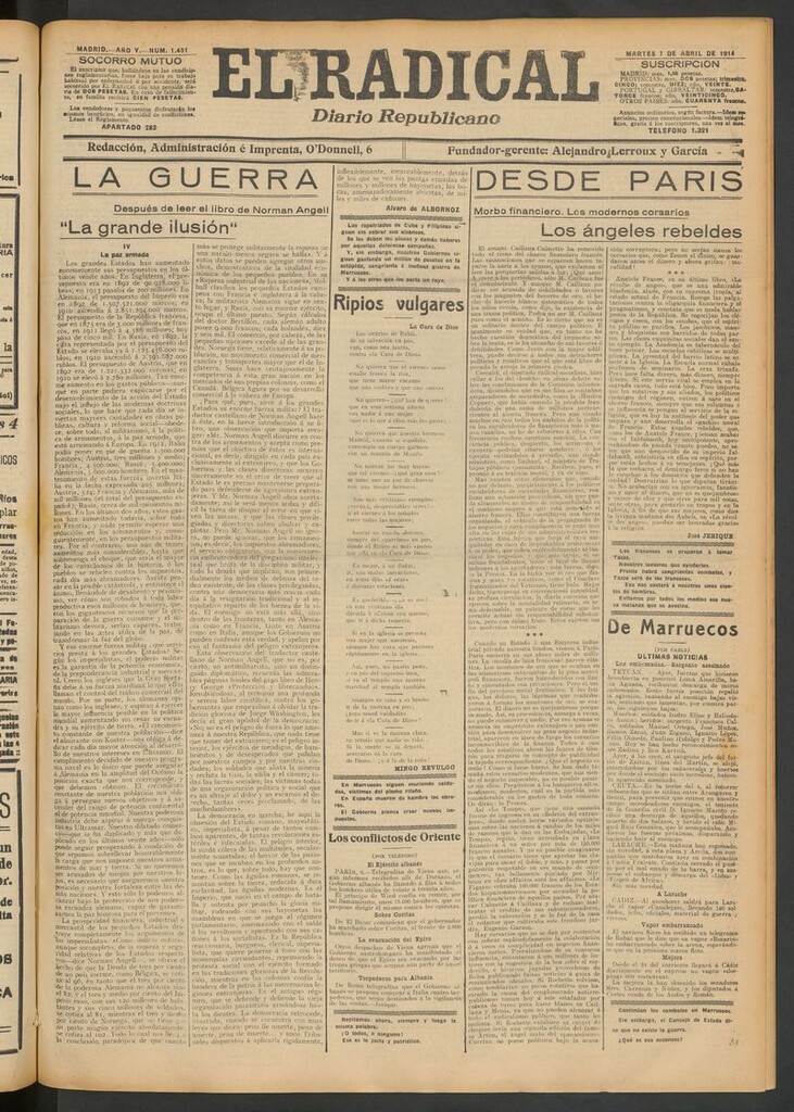 Miniatura de El Radical: diario republicano del 7 de abril de 1914