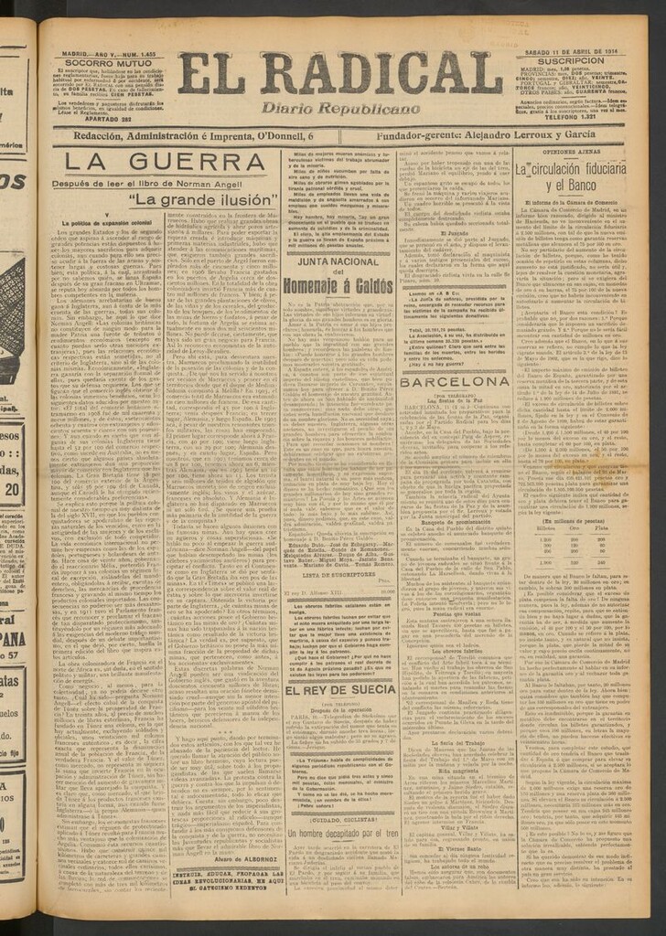 Miniatura de El Radical: diario republicano del 11 de abril de 1914