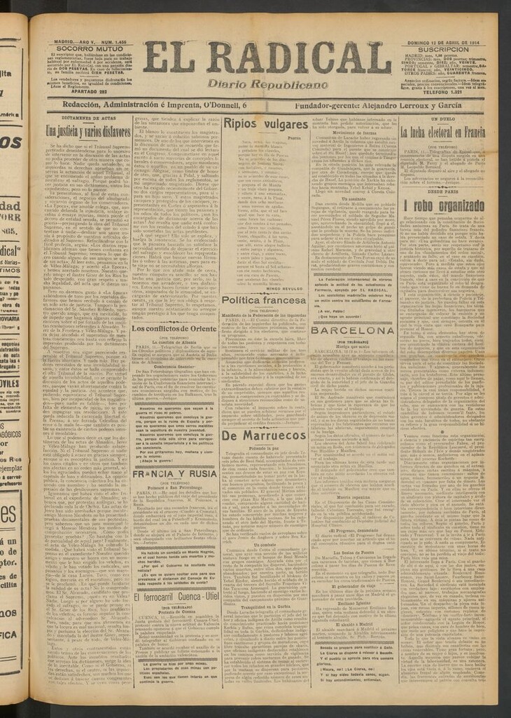 Miniatura de El Radical: diario republicano del 12 de abril de 1914