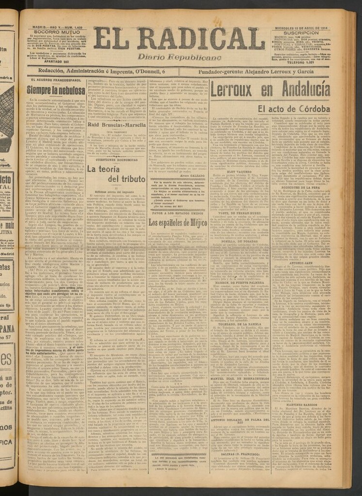 Miniatura de El Radical: diario republicano del 15 de abril de 1914