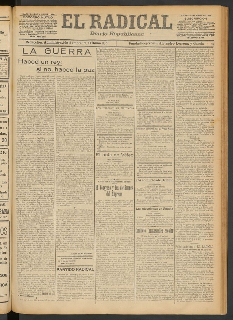 Miniatura de El Radical: diario republicano del 16 de abril de 1914