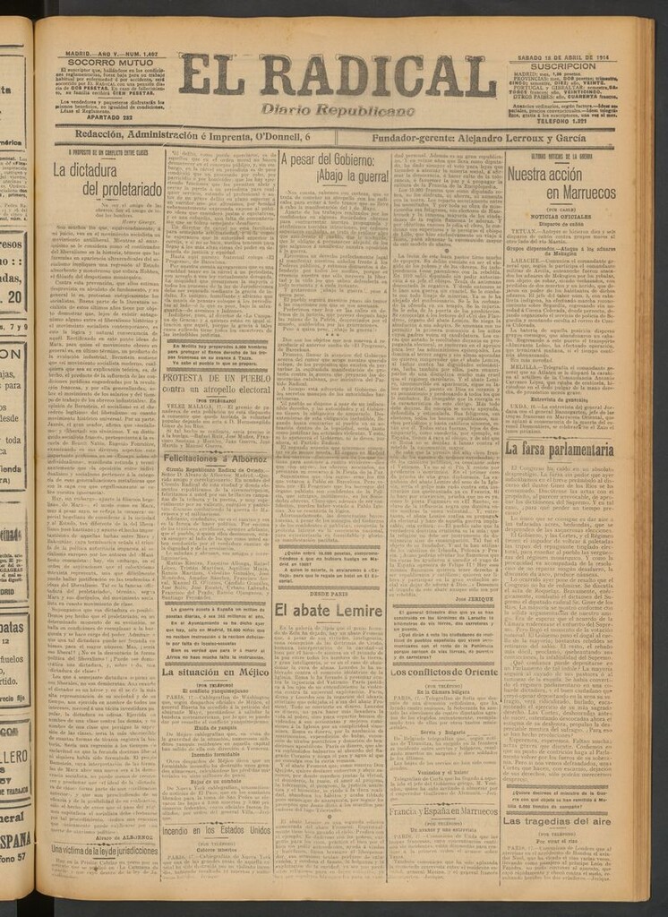 Miniatura de El Radical: diario republicano del 18 de abril de 1914